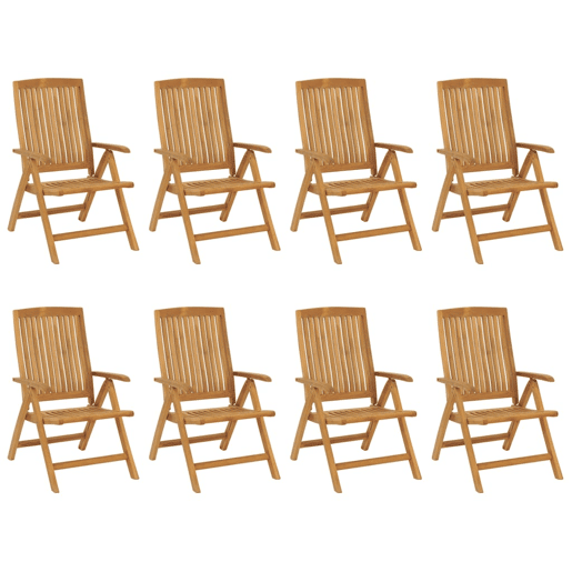 Cadeiras reclináveis de jardim - Cadeiras exterior 8 pcs madeira de teca maciça Cadeiras reclináveis de jardim - Cadeiras exterior 8 pcs madeira de teca maciça