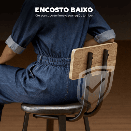 HOMCOM Conjunto de 2 Bancos de Bar Bancos Altos de Cozinha com Encosto e Apoio para Pés Estofados em PU Assento com 75,5 cm de Altura Fácil Montagem Estilo Industrial 41,5x36,5x99,5 cm Madeira e Preto