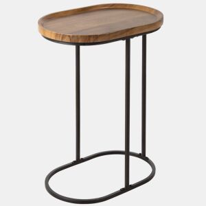 Max Home Mesa Lateral Oval Metal e Madeira 45x30x60 cm