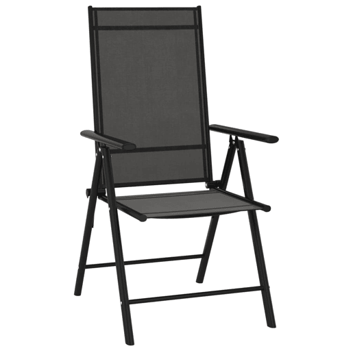 Cadeiras de jardim - Cadeiras de exterior dobráveis 6 pcs textilene preto