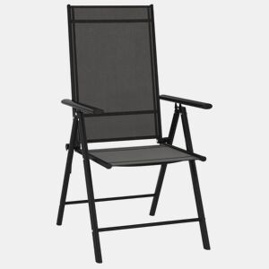 Cadeiras de jardim - Cadeiras de exterior dobráveis 6 pcs textilene preto