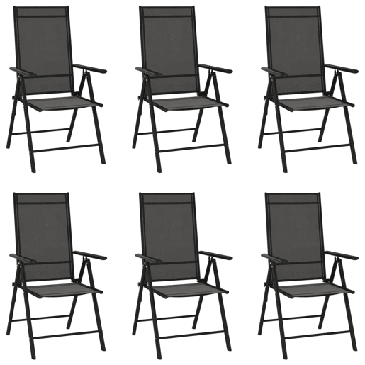 Cadeiras de jardim - Cadeiras de exterior dobráveis 6 pcs textilene preto