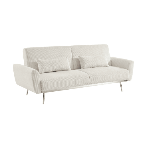 Sofá-cama em madeira de eucalipto, metal e veludo cotelê de 2-3 lugares, Oskar veludo cotelê, Branco, 206.5x84x85 cm Sofá-cama em madeira de eucalipto, metal e veludo cotelê de 2-3 lugares, Oskar veludo cotelê, Branco, 206.5x84x85 cm