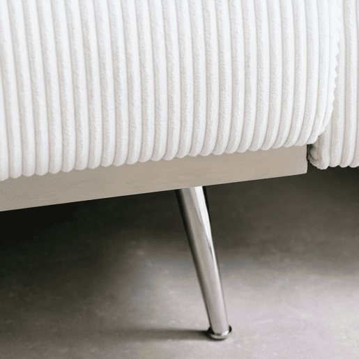 Sofá-cama em madeira de eucalipto, metal e veludo cotelê de 2-3 lugares, Oskar veludo cotelê, Branco, 206.5x84x85 cm Sofá-cama em madeira de eucalipto, metal e veludo cotelê de 2-3 lugares, Oskar veludo cotelê, Branco, 206.5x84x85 cm