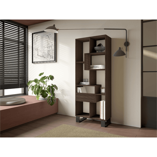 Estante, prateleira , 67x31x174cm, Design industrial, Carvalho escuro Estante, prateleira , 67x31x174cm, Design industrial, Carvalho escuro