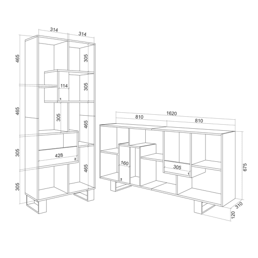Estante, prateleira , 67x31x174cm, Design industrial, Carvalho escuro Estante, prateleira , 67x31x174cm, Design industrial, Carvalho escuro