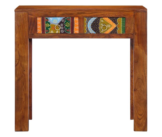 Mesa consola madera maciza de acacia 80x35x75 cm