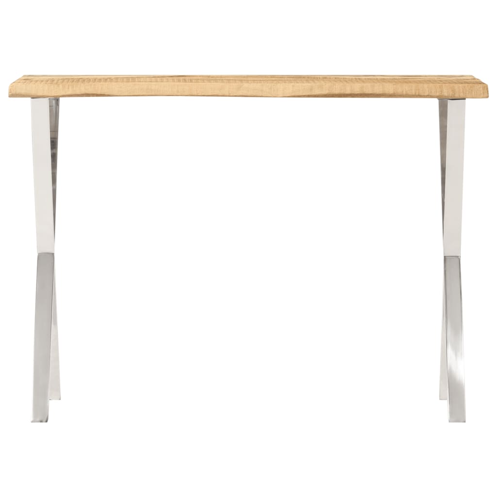 Mesa consola con borde natural madera mango maciza 105x33x76 cm