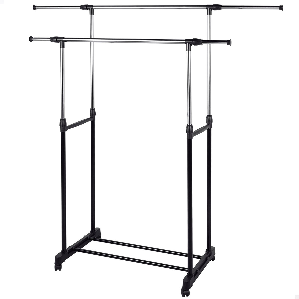 Max home burro ropa doble barra ajustable en largo y alto con ruedas y rejilla inferior