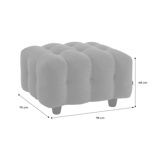 Pufe, descanso para os pés para sofá boucle texturada de 3 lugares, Leon boucle, Terracota, 78x70x48 cm