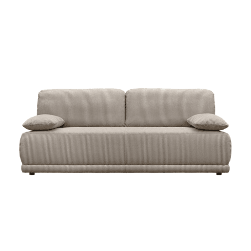 Sofá-cama conversível em veludo canelado de 3 lugares, Nelson, Taupe, 192x100x81 cm