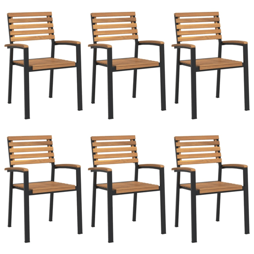 Cadeiras de jardim - Cadeiras de exterior empilháveis 6 pcs acácia maciça e metal