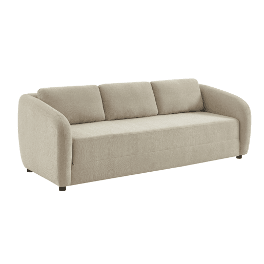 Sofá-cama conversível tecido chenille, 3 lugares, Twist, Cinza Claro, 220x95x76 cm