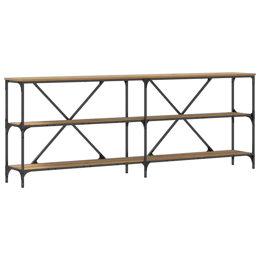Mesa consola con estante otro roble artisan 180 x 30 x 75 cm