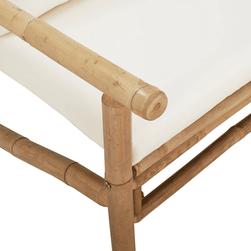 Lote de 2 Cadeiras de jardim - Cadeiras de exterior bambu com almofadões branco nata Lote de 2 Cadeiras de jardim - Cadeiras de exterior bambu com almofadões branco nata