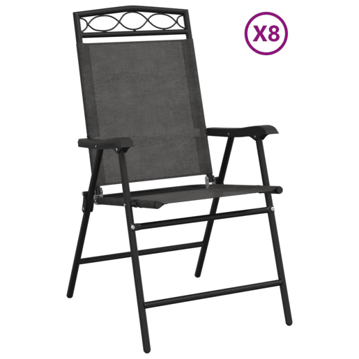 Cadeiras de jardim - Cadeiras de exterior dobráveis 8 pcs açotextilene cinza mesclado