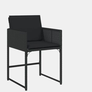 Cadeiras de jardim - Cadeiras de exterior com almofadões 4 pcs vime PE preto
