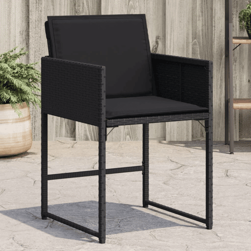 Cadeiras de jardim - Cadeiras de exterior com almofadões 4 pcs vime PE preto