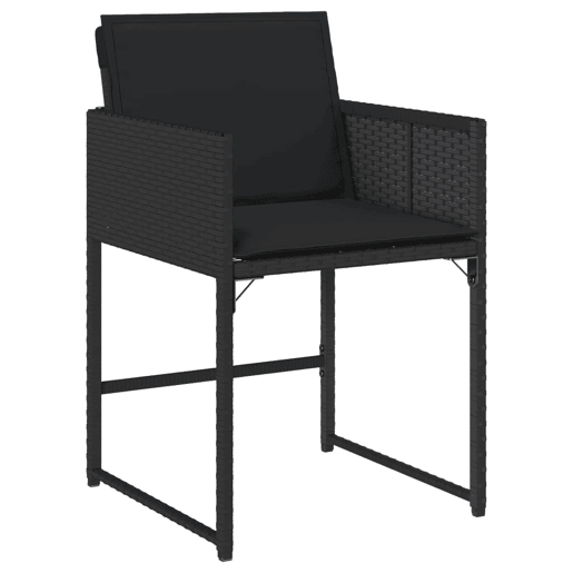 Cadeiras de jardim - Cadeiras de exterior com almofadões 4 pcs vime PE preto