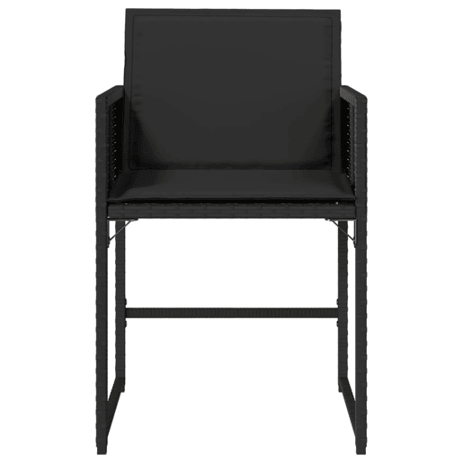 Cadeiras de jardim - Cadeiras de exterior com almofadões 4 pcs vime PE preto