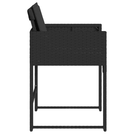 Cadeiras de jardim - Cadeiras de exterior com almofadões 4 pcs vime PE preto