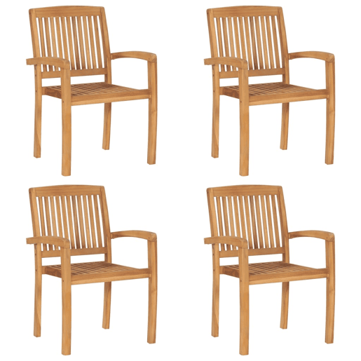 Cadeiras de jardim - Cadeiras de exterior empiháveis 4 pcs madeira teca maciça