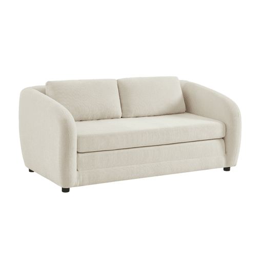 Sofá-cama conversível tecido chenille, 2 lugares, Twist, Branco, 170x95x76 cm