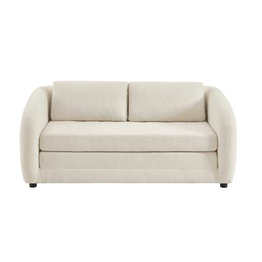 Sofá-cama conversível tecido chenille, 2 lugares, Twist, Branco, 170x95x76 cm
