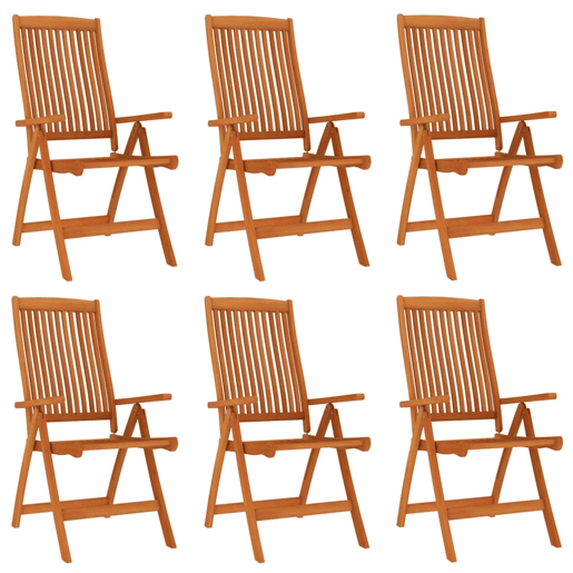 Cadeiras de jardim - Cadeiras de exterior dobráveis 6 pcs eucalipto maciço