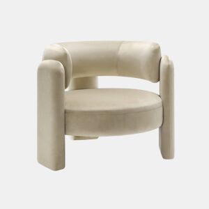 Poltrona em veludo macio e confortável, Mellow veludo, Beige, 92x86x71.5 cm