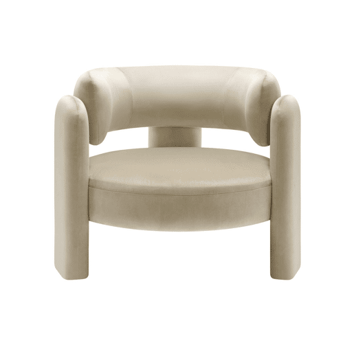 Poltrona em veludo macio e confortável, Mellow veludo, Beige, 92x86x71.5 cm