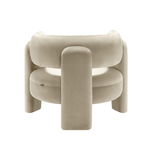 Poltrona em veludo macio e confortável, Mellow veludo, Beige, 92x86x71.5 cm