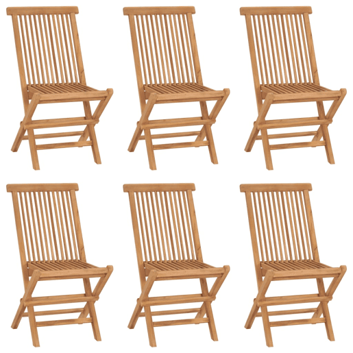 Cadeiras de jardim - Cadeiras de exterior dobráveis 6 pcs madeira de teca maciça