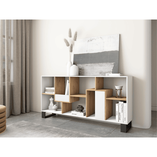 Estante, prateleira , 67x31x174cm, Design industrial, Branco e Carvalho Estante, prateleira , 67x31x174cm, Design industrial, Branco e Carvalho