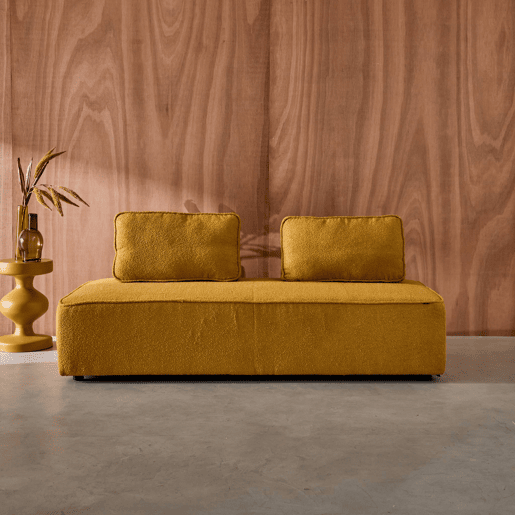 Sofá modular em tecido boucle de 2 lugares, Bao, Mostarda, 180x90x74 cm