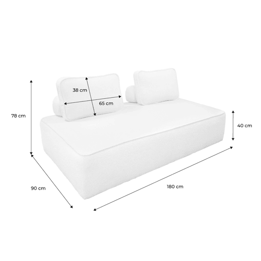 Sofá modular em tecido boucle de 2 lugares, Bao, Mostarda, 180x90x74 cm