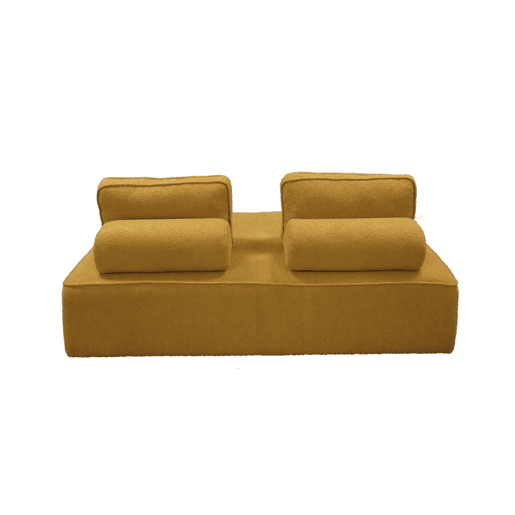 Sofá modular em tecido boucle de 2 lugares, Bao, Mostarda, 180x90x74 cm