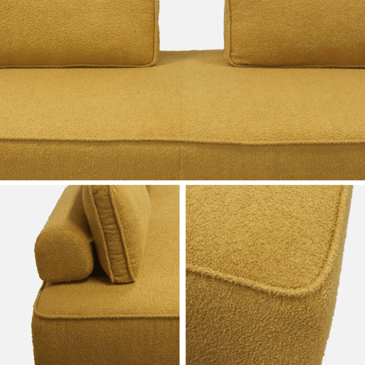 Sofá modular em tecido boucle de 2 lugares, Bao, Mostarda, 180x90x74 cm