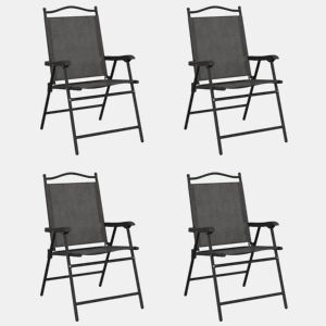 Cadeiras de jardim - Cadeiras de exterior dobráveis 4 pcs açotextilene cinza mesclado