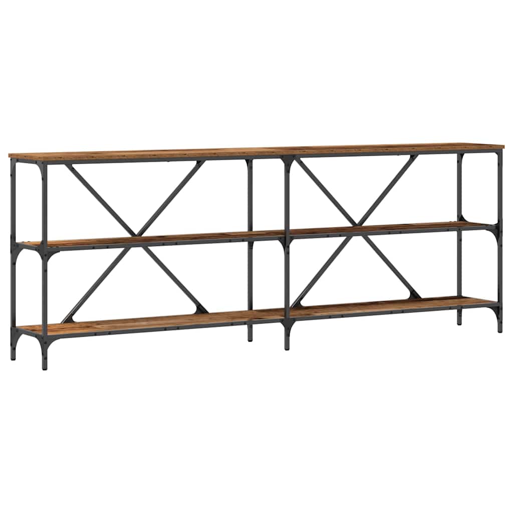 Mesa consola con estante otro madera vieja 180 x 30 x 75 cm