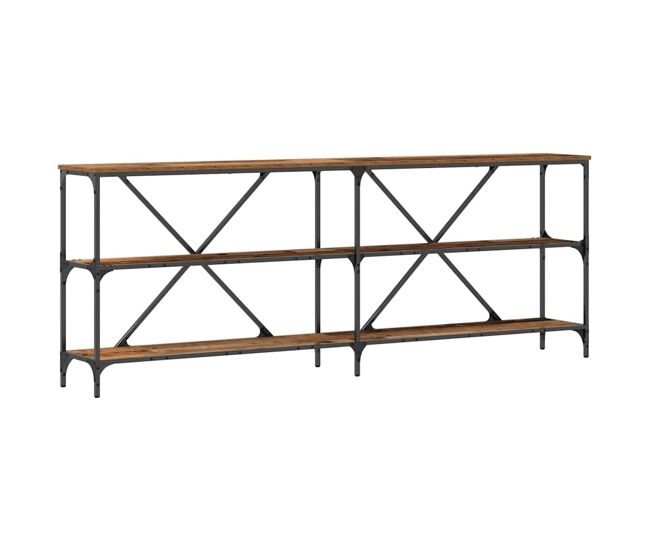 Mesa consola con estante otro madera vieja 180 x 30 x 75 cm