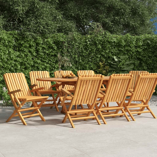 Cadeiras de jardim - Cadeiras de exterior dobráveis 8 pcs 61x67x90 cm teca maciça
