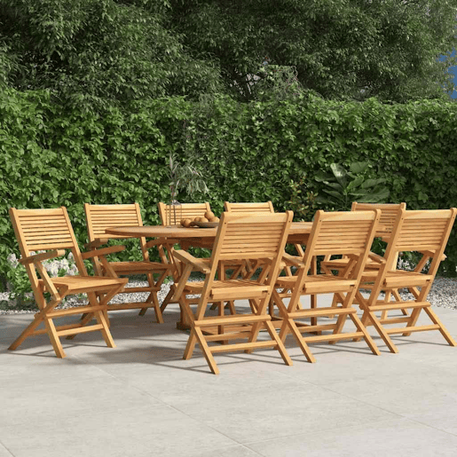 Cadeiras de jardim - Cadeiras de exterior dobráveis 8 pcs 55x62x90 cm teca maciça