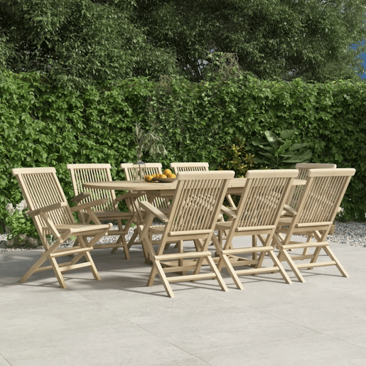 Cadeiras de jardim - Cadeiras de exterior dobráveis 8 pcs 56x61x89cm teca maciça cinza