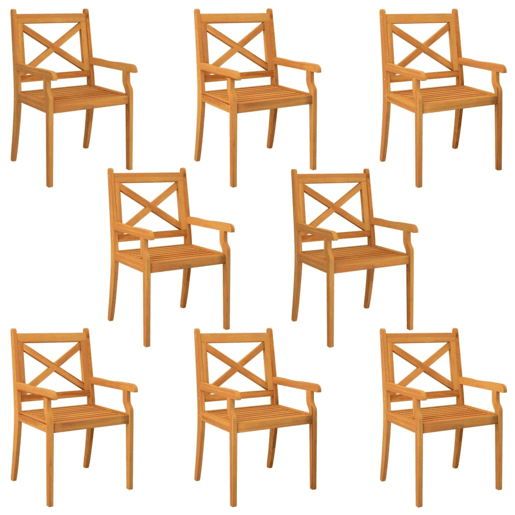 Cadeiras de jantar para exterior - Cadeiras de jardim 8 pcs acácia maciça
