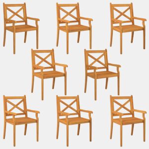 Cadeiras de jantar para exterior - Cadeiras de jardim 8 pcs acácia maciça