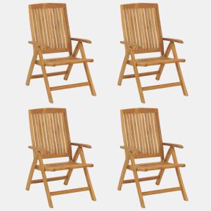 Cadeiras de jardim - Cadeiras de exterior reclináveis 4 pcs madeira de teca maciça