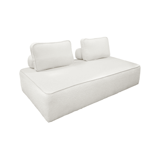 Sofá modular em tecido boucle de 2 lugares, Bao, Creme, 180x90x74 cm
