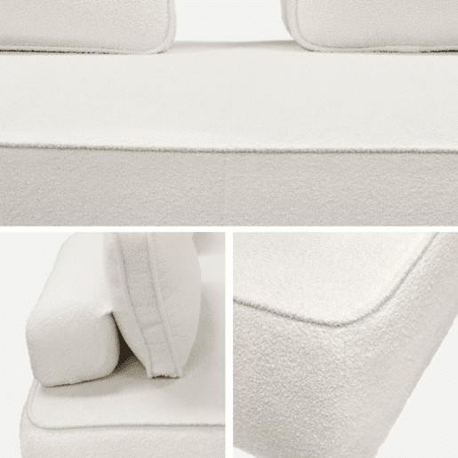 Sofá modular em tecido boucle de 2 lugares, Bao, Creme, 180x90x74 cm
