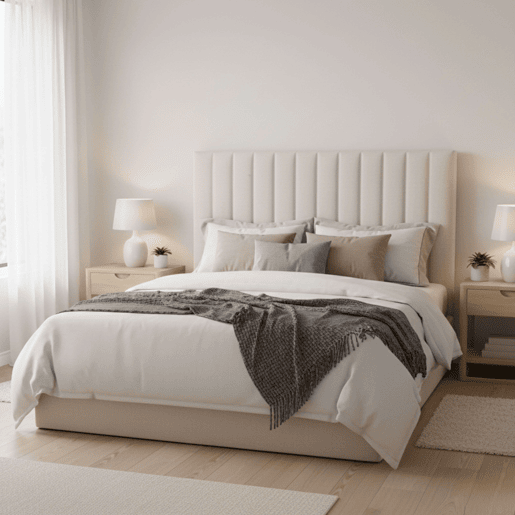Cabeceira de cama Bursa de 165 cm, bege, moderna, estofada em tecido de poliéster não removível, 165 x 120 x 8 cm
